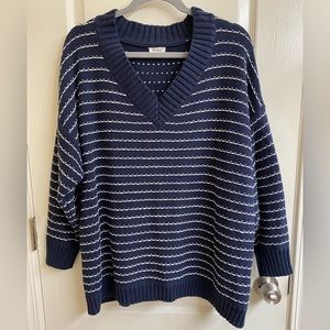 WESTPORT sweater blue with thin white stripes and lines of white dots.  Size 3X